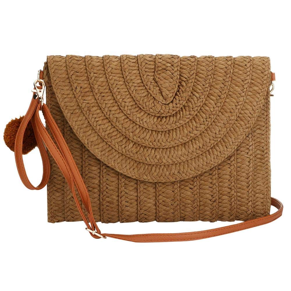 Straw Clutch,Straw Handbag Clutch for Women Summer Beach Straw Woven Envelope