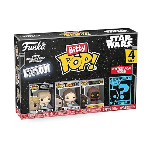 Funko Bitty POP! Star Wars - Luke, 4-Pack - Luke Skywalker, OBI-Wan Kenobi, Jawa and A Surprise Mystery Mini Figure - 0.9 Inch (2.2 Cm) Collectable…