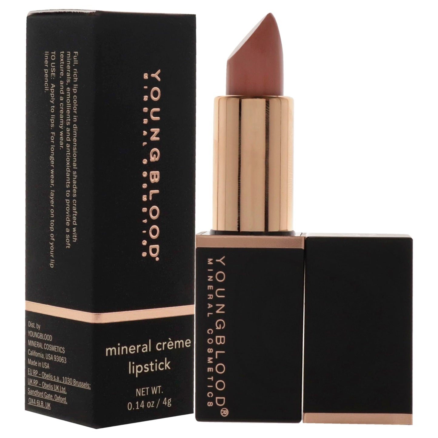 Youngblood Mineral Creme Lipstick - Blushin Nude for Women - 0.14 oz Lipstick