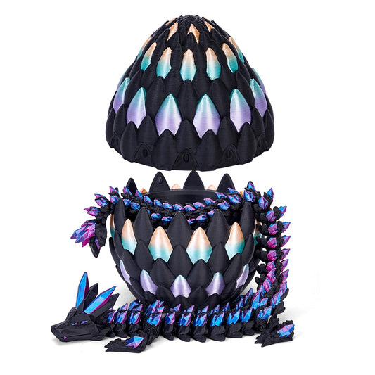 TBOLINE 3D Printed Dragon Eggs with Articulated Dragon Inside – Crystal Dinosaur Egg Figures, Surprise Desk Toy & DND Gift for Kids & Adults (Colorful)