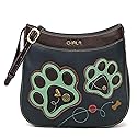 Chala Handbags Paw Print Crescent Crossbody Handbag Purse, Dog Mom