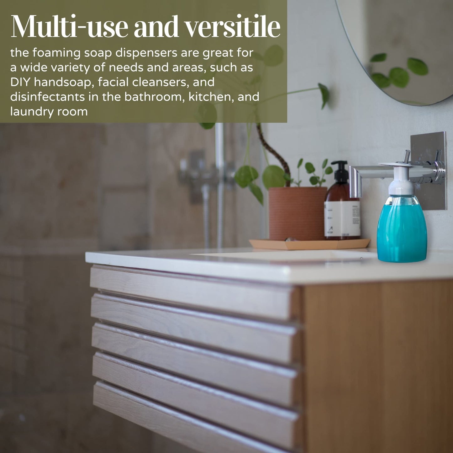 Clear Foaming Soap Dispensers 250ml (8.5oz) – Refillable Plastic Pump Bottles for Bathroom, Compatible with Dr. Bronner’s, 3 Pack