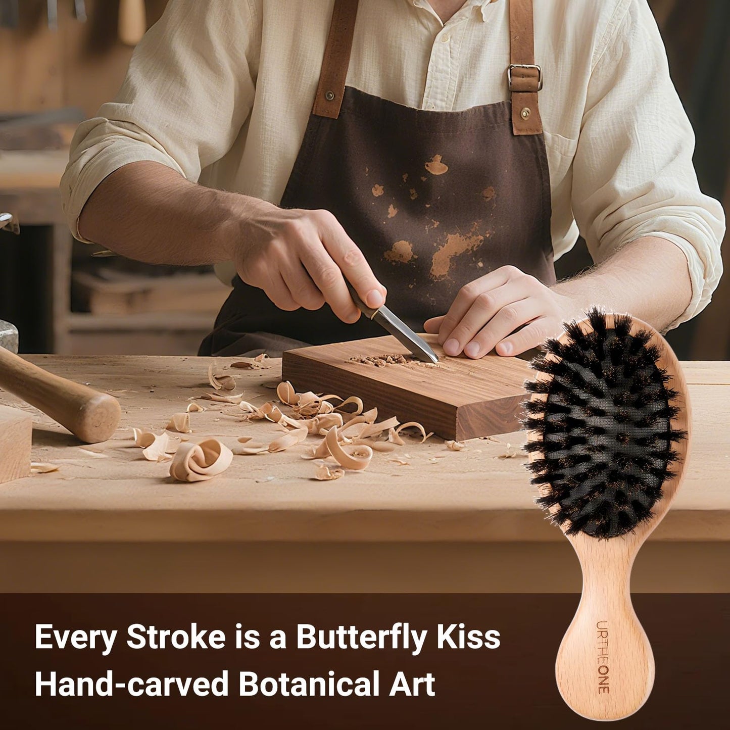 URTHEONE 100% Pure Mini Boar Bristle Hair Brush Small Travel Pocket Brush Beauty and Personal Care URTHEONE