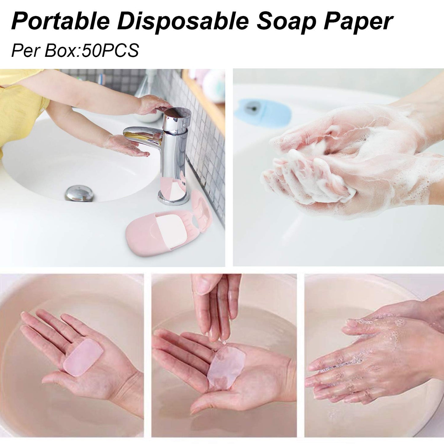 NANASO 4 Boxs(200 Sheets) Paper Soap,Mini Portable Travel Soap Paper Sheets,Disposable Soap Paper for Outdoor,Camping, Hiking,Hand Washing Bath