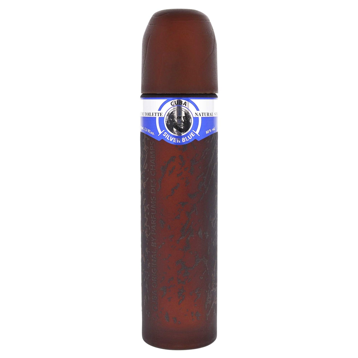 Cuba Silver Blue Eau de Toilette Spray for Men, 3.3 Ounce, brown