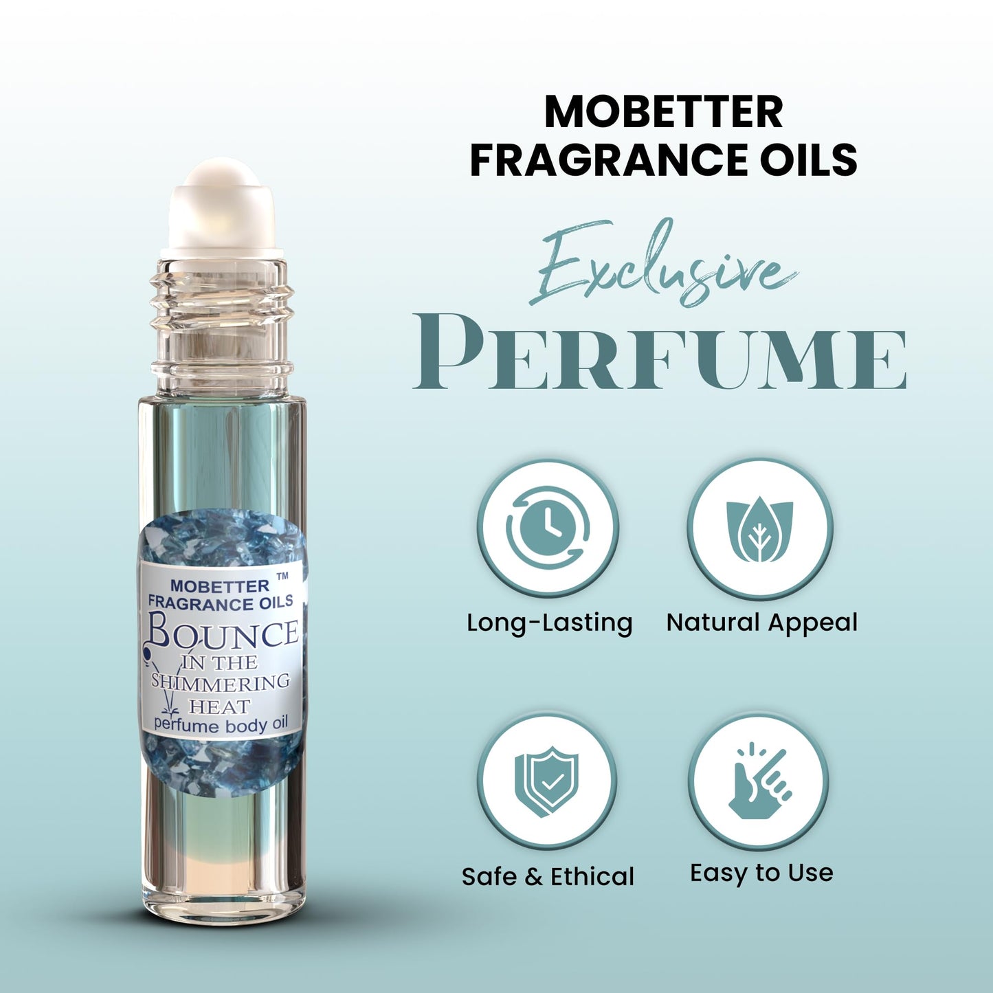MOBETTER FRAGRANCE OILS Bounce in the Shimmering Heat Perfume Body Oil for Women | Long-Lasting Alcohol-Free Roll-On Scent | Pure Uncut Shimmering