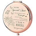 GAOLZIUY Compact Mirror, Rose Gold, 2.5 Inch Diameter, 7 cm L x 6.5 cm W, Luxury Gift for Aunt, Mother, Wedding, Christmas