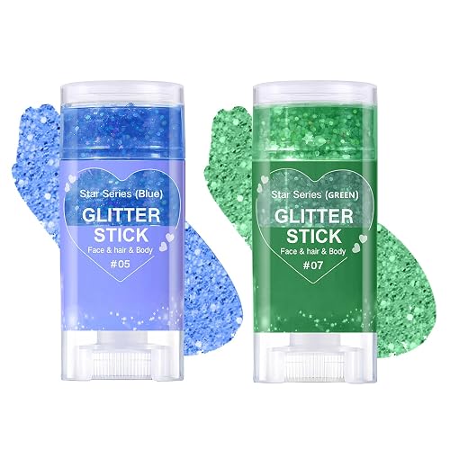 Body Glitter Stick,Mardi Gras Accessories,Sparkling Face Hair Glitter,Mermaid Sequins Chunky Glitter Face Paint,Singer Concert Outfit Festival Rave