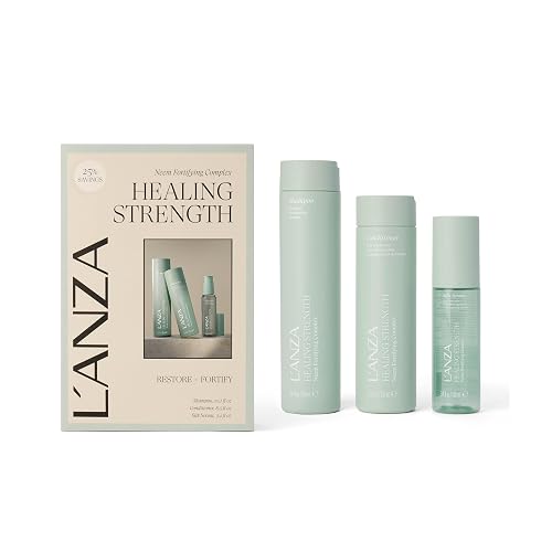 L'ANZA Healing Strength Silk Serum, Shampoo & Conditioner Set For Dry, Damaged Hair, Strengthens, Repairs Damage, Moisturizing, Boost Shine, Gentle