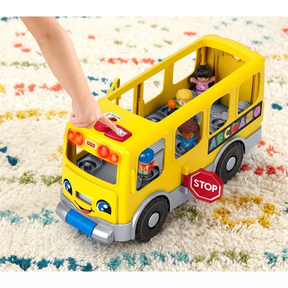 Fisher-Price Little People Toddler Learning Toy, Big Yellow Bus Musical Pull-Along Vehicle for Pretend Play Kids Ages 1+ Years
