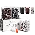 Makartt Nail Drill Bits Sanding Bands - for Nail Drill #80#150#240 Grits 300Pcs File Sanding Bands Zebra Brown Professional Bits Set for Acrylic Nails
