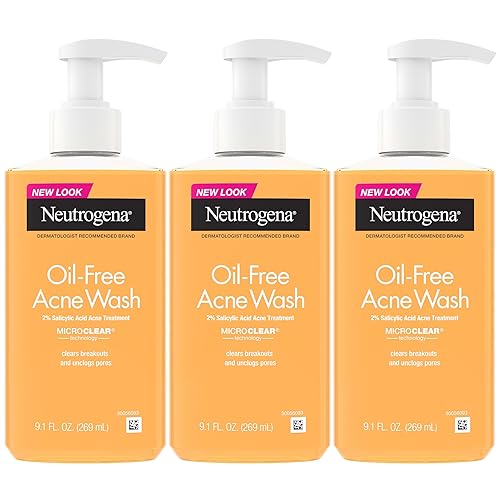 Neutrogena Oil-Free Acne Wash, Acne Fighting Facial Cleanser with Salicylic Acid Medicine, Acne Treatment for Face, Non-Comedogenic, Residue-Free, 9.1