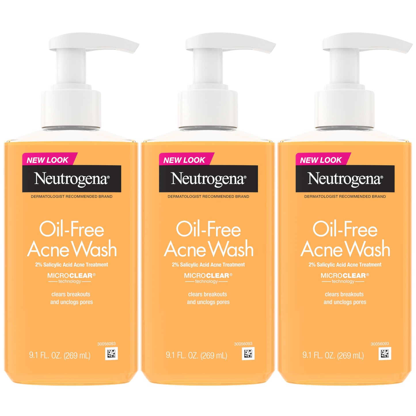 Neutrogena Oil-Free Acne Wash, Acne Fighting Facial Cleanser with Salicylic Acid Medicine, Acne Treatment for Face, Non-Comedogenic, Residue-Free, 9.1