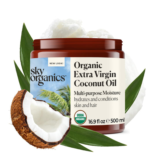 Sky Organics Organic Coconut Oil 16.9oz – Extra Virgin, Vegan & Cruelty-Free Hair Oil & Body Moisturizer with Vitamins & Antioxidants
