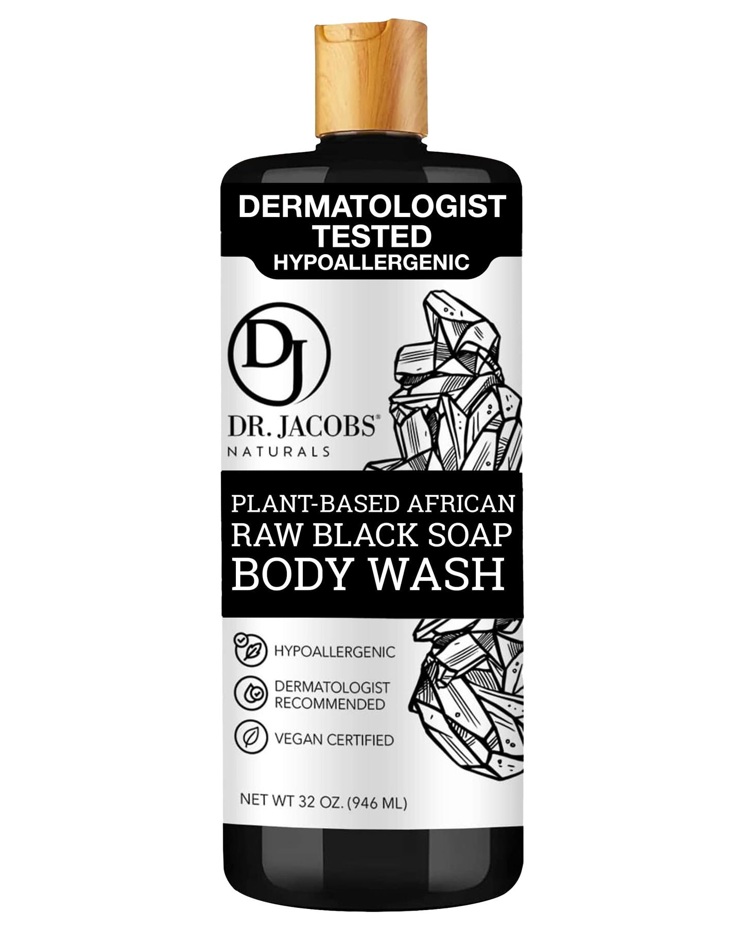 Dr Jacobs Naturals Authentic African Raw Black Soap, All-In-One Cleanser for Face Wash, Sensitive Skin Body Wash, Shampoo, Shaving Soap | Shea Butter
