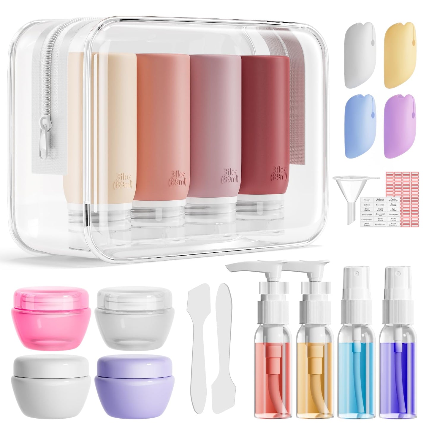 Muslish 21 Pack Travel Bottles for Toiletries, Leak-Proof TSA Compliant Silicone Travel Size Containers for Shampoo and Conditioner, BPA Free Beauty and Personal Care Muslish Default Title