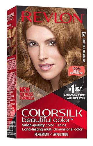 Revlon ColorSilk Beautiful Color Permanent Hair Color, 57 Lightest Golden Brown 1 Each (Pack of 6)