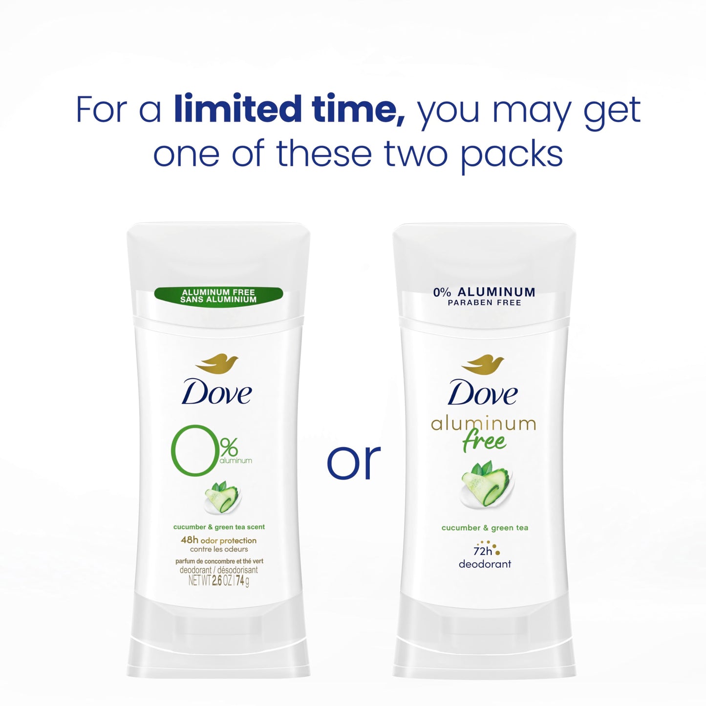 Dove Aluminum Free Deodorant for Women Cucumber and Green Tea 72 hour odor protection 2.6 oz Beauty and Personal Care Dove