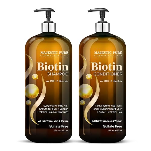 MAJESTIC PURE Biotin Shampoo and Conditioner Set with DHT Blocker Complex - Hydrating, Nourishing & Supporting Healthy Hair, Sulfate Free, for Men