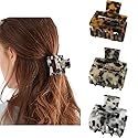 3PCS Hair Claw Celluloid Acetate Jaw Hair Claws, Tortoise Barrettes Shell Claws, Banana Clips tortoise Hair Clips,Leopard print Hair Barrettes