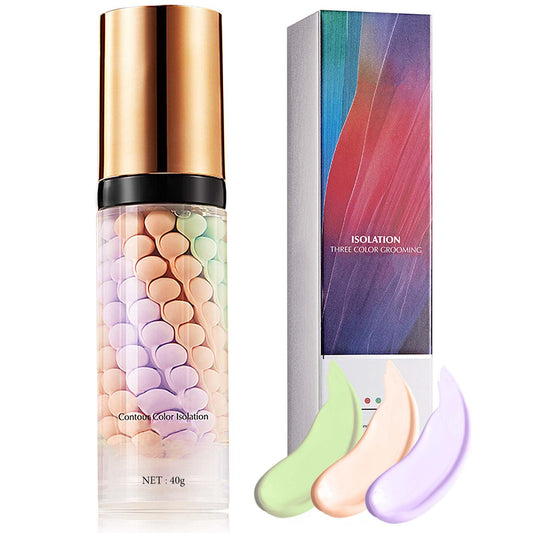 1 Pcs One Step Color Corrector,Natural Isolation Cream,Face Primer Makeup Tricolor Tinted Moisturizer,Oil Control & Moisturizing Skin Tone Correcting