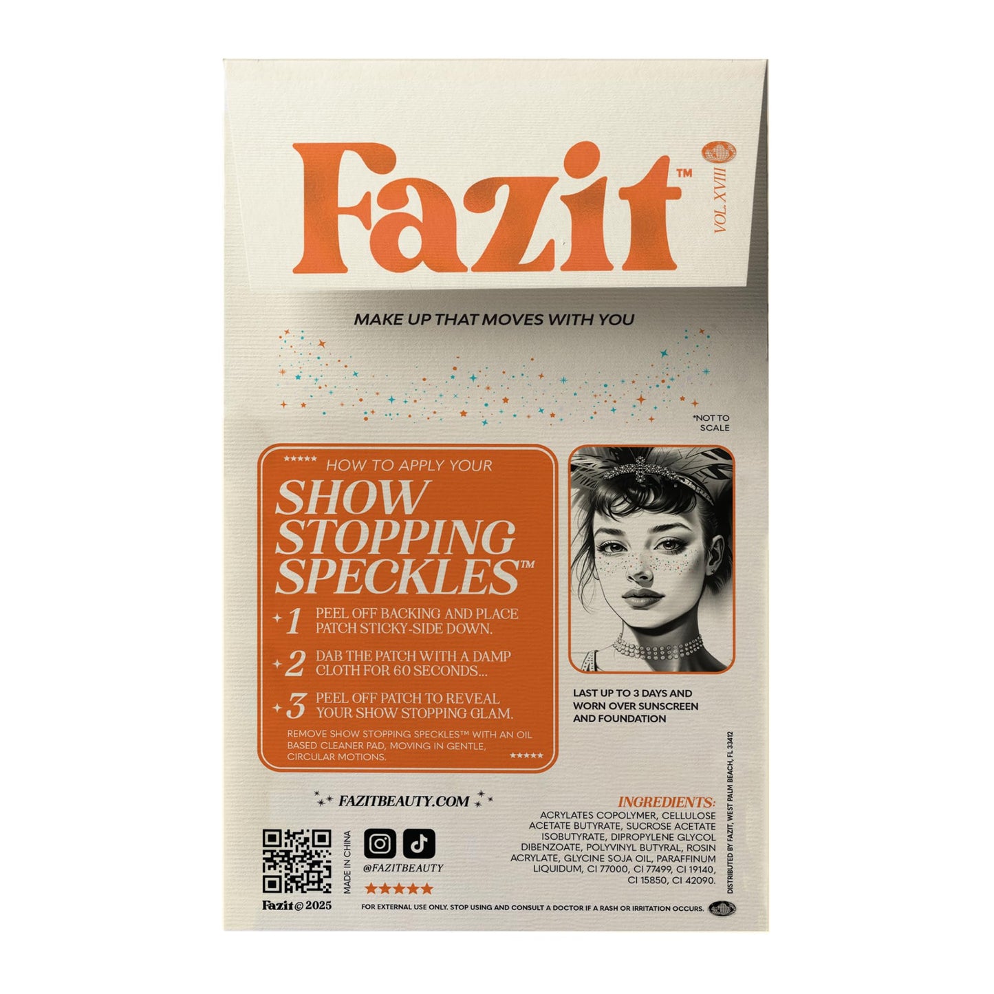 Fazit Makeup Patches - Show Stopping Speckles - Glow Up Make-Up Patches - Cute Glitter Makeup Accessories For Women - Cosmetic Glitter For Face