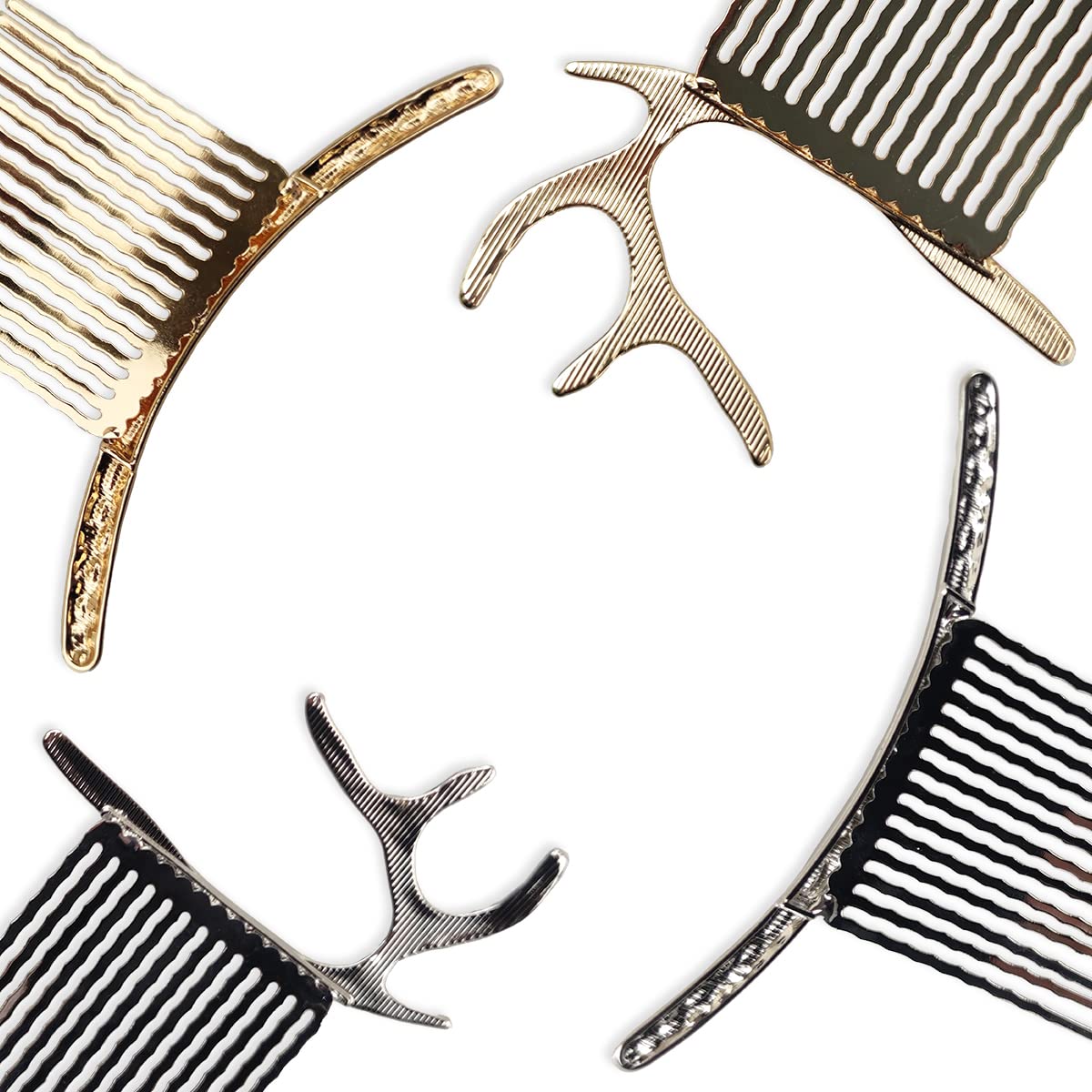 GRY 4PCS Alloy Hair Side Combs Metal Hair Clips with Teeth Hair Clips Combs French Twist Hair Accessories for Women and Girls