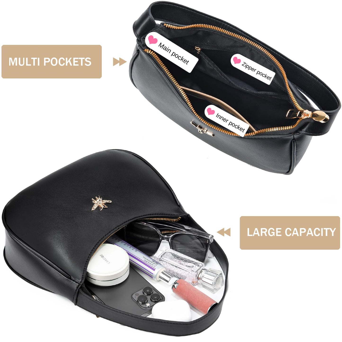 BAIKELI Crescent Shoulder Bags for Women Small Shoulder Purse Handbag Retro