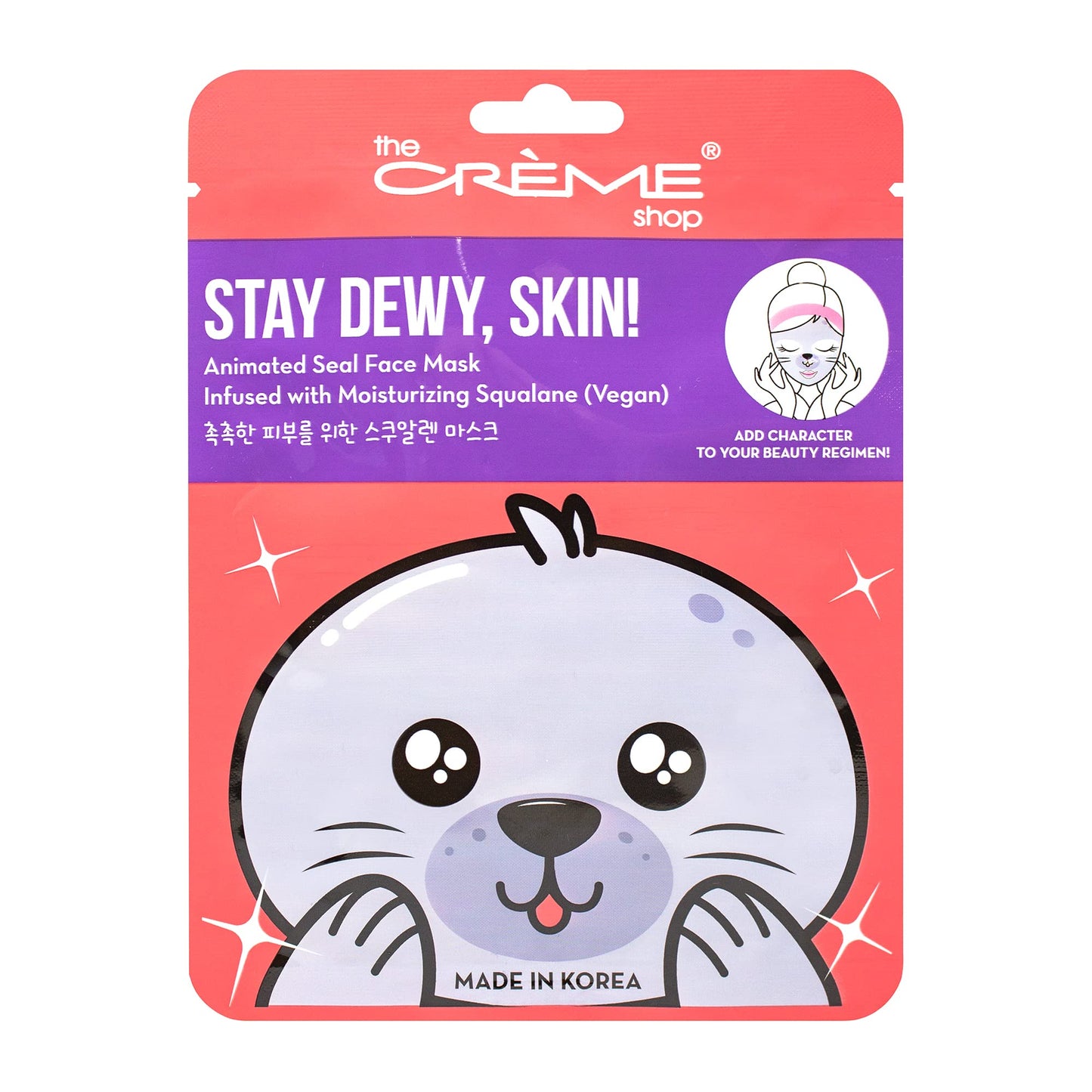 The Crème Shop Korean Skincare Animated Seal Face Mask - Infused with Moisturizing Vegan Squalane