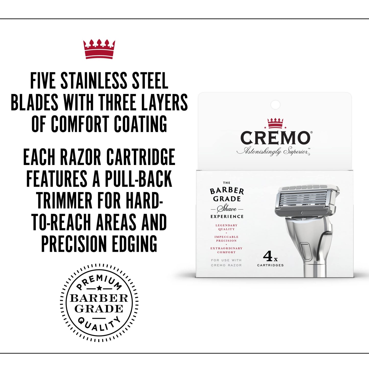 Cremo Astonishingly Superior Razor Refills, (4 Pack) & Cooling Formula Post Shave Balm, Soothes, Cools And Protects Skin From Shaving Irritation Beauty and Personal Care Cremo