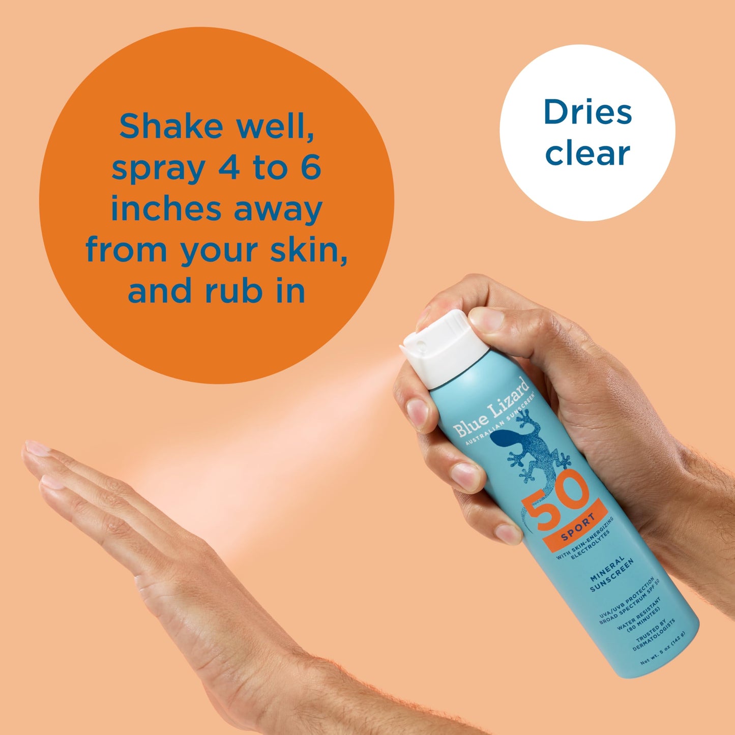 BLUE LIZARD Sport Mineral Sunscreen Spray SPF 50+, Dermatologist-Recommended Brand, Broad-Spectrum UVA/UVB Protection, Water-Resistant, Zinc Oxide