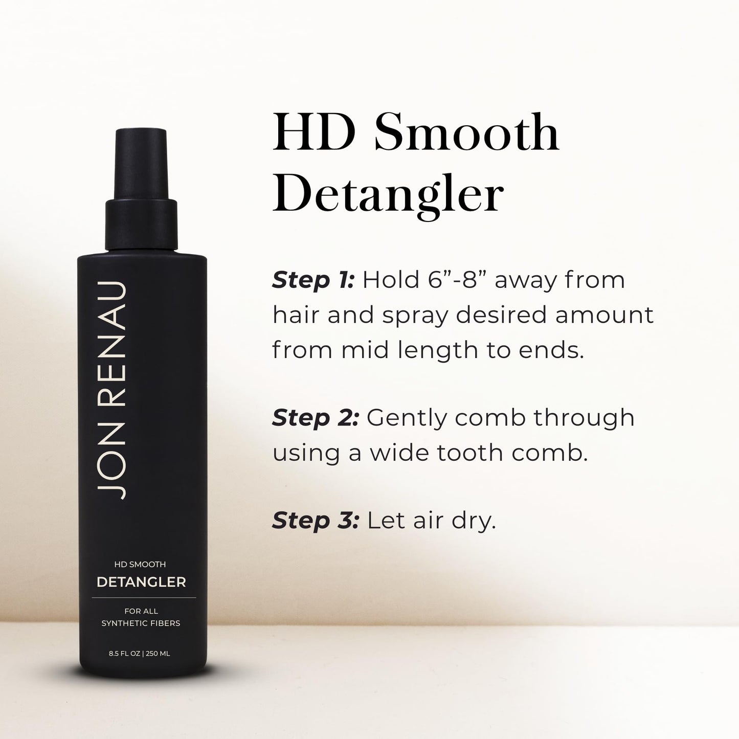 Jon Renau HD Smooth Detangler, Leave In Detangler Spray for Synthetic Wigs and Hair Extensions, Frizz Reducing Detangling Spray for Synthetic Hair