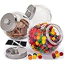 Glass Cookie Jars for Kitchen Counter (3 Pack) 75oz Food Storage Canisters with Airtight Lids + Marker & Labels, Coin & Penny Jar for Candy Buffet…