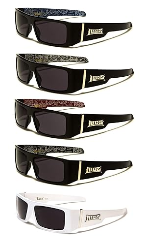 Locs Gangsta Sunglasses Various Combos 58 Style (5 Pack Blue Bandana Red Bandana White Bandana Silver Bandana White Plain)