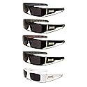 Locs Gangsta Sunglasses Various Combos 58 Style (5 Pack Blue Bandana Red Bandana White Bandana Silver Bandana White Plain)