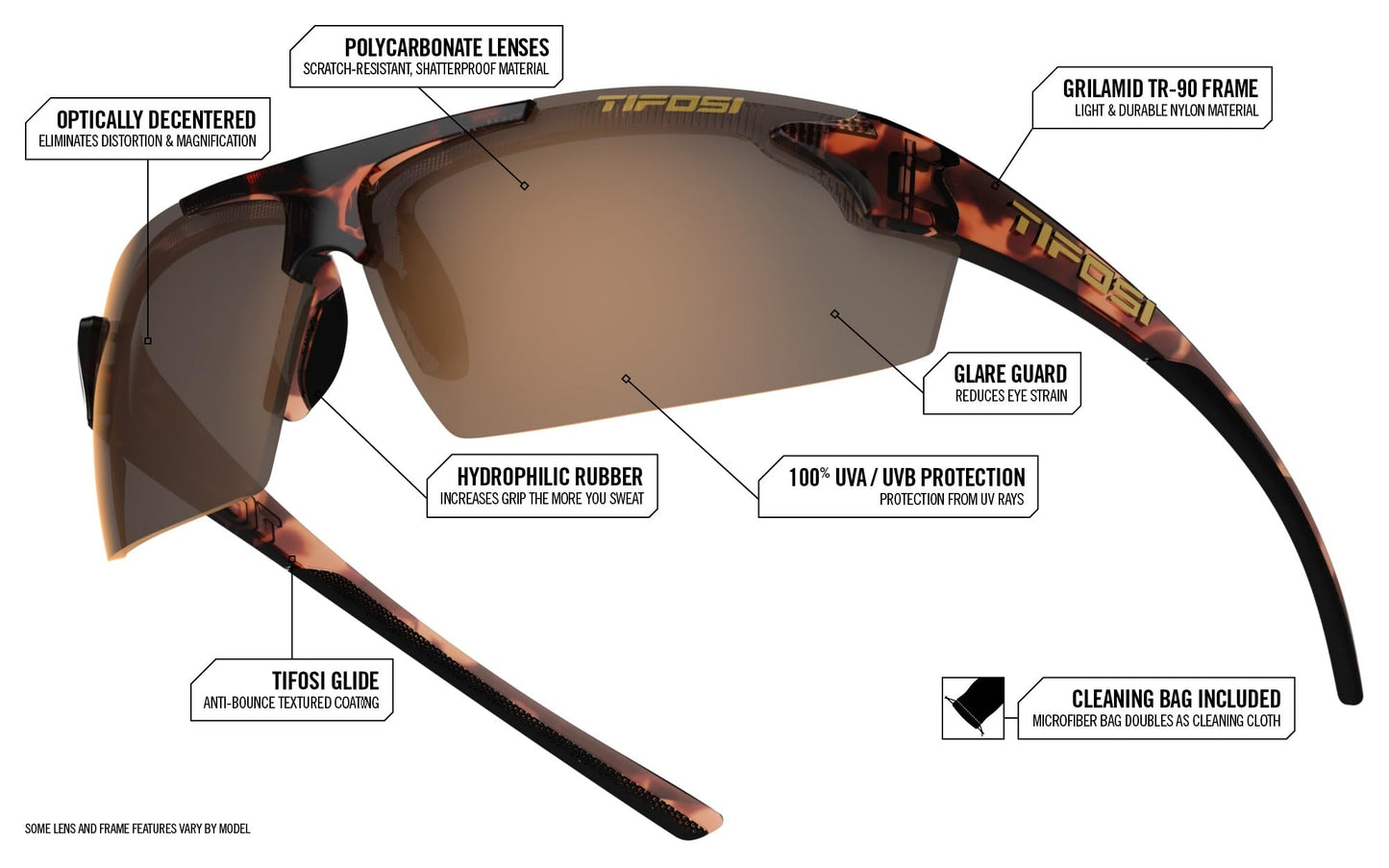Tifosi Optics Track Sunglasses (Tortoise, Brown)