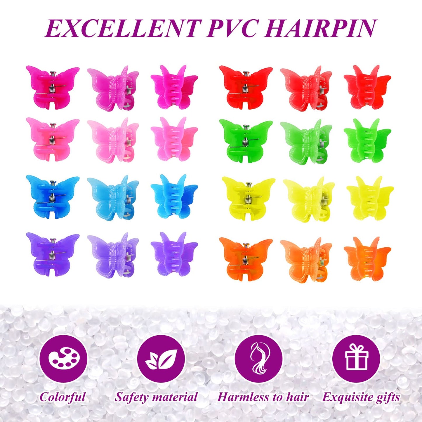 Mandalahuang Hair Clip, 100 Pcs Butterfly Hair Clips, Pastel, Rainbow, Mini Hair Clip for Girls