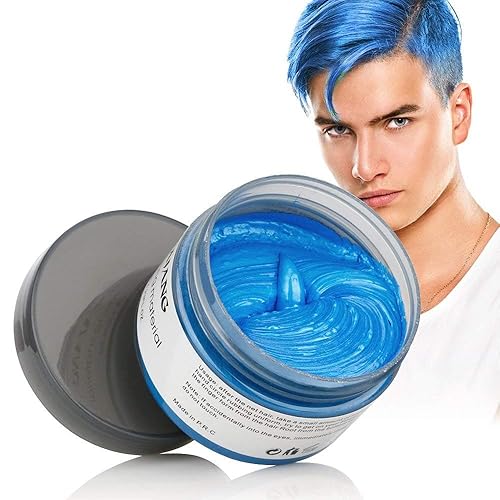 BeeShine Hair Coloring Wax, Blue Disposable Instant Matte Hairstyle Mud Cream Hair Pomades for Kids Men Women to Cosplay Nightclub Masquerade