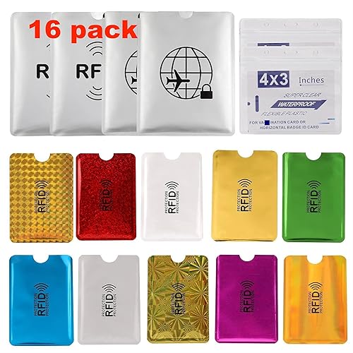 luumxai 16 rfid blocking sleeves set (10 credit card holders & 4 passport protectors) identity theft protection secure set.waterproof aluminum foil…