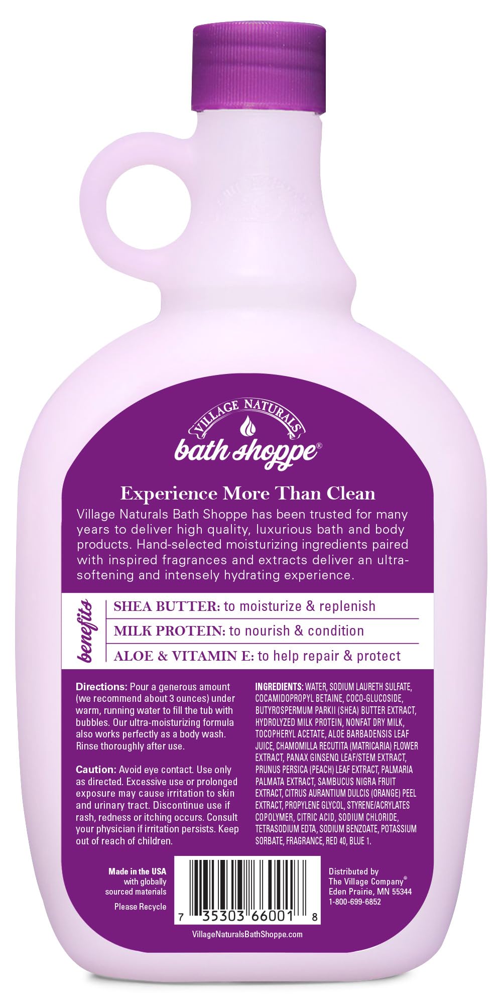 Village Naturals Bath Shoppe Moisturizing Lavender Chamomile Milk Bath - Hydrates Skin - Made with Shea Butter and Vitamin E (Pack of 2 Bottles, 28 fl