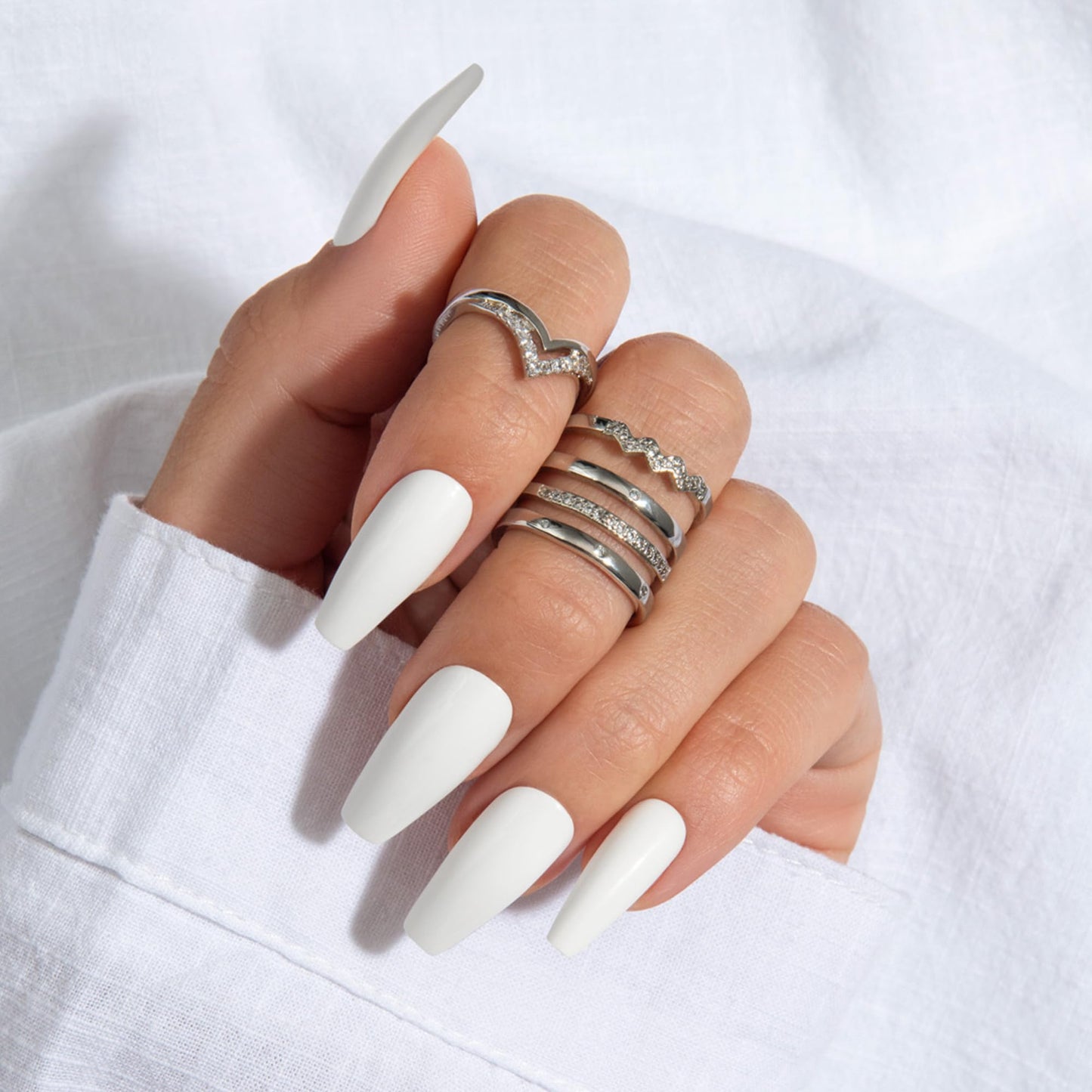 KISS Gel Fantasy, Press On Nails, Nail glue included, 'True Color', White, Long Size, Coffin Shape, Includes 28 Nails, 2g glue, 1 Manicure Stick, 1 Beauty & Personal Care KISS
