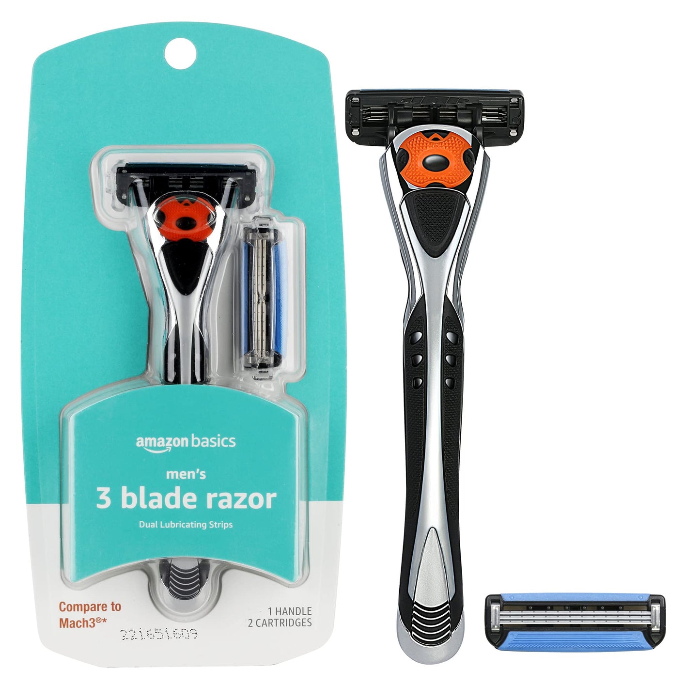 Amazon Basics 3-Blade Razor Refills for Men with Dual Lubrication, 8 Cartridges (Fits Amazon Basics Razor Handles only) (Previously Solimo) (Pack Beauty and Personal Care Amazon Basics Default Title