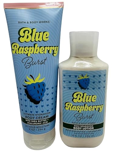 Bath & Body Works Blue Raspberry Burst Body Lotion & Ultimate Hydration Body Cream Set - Fruity Berry Moisturizer Duo