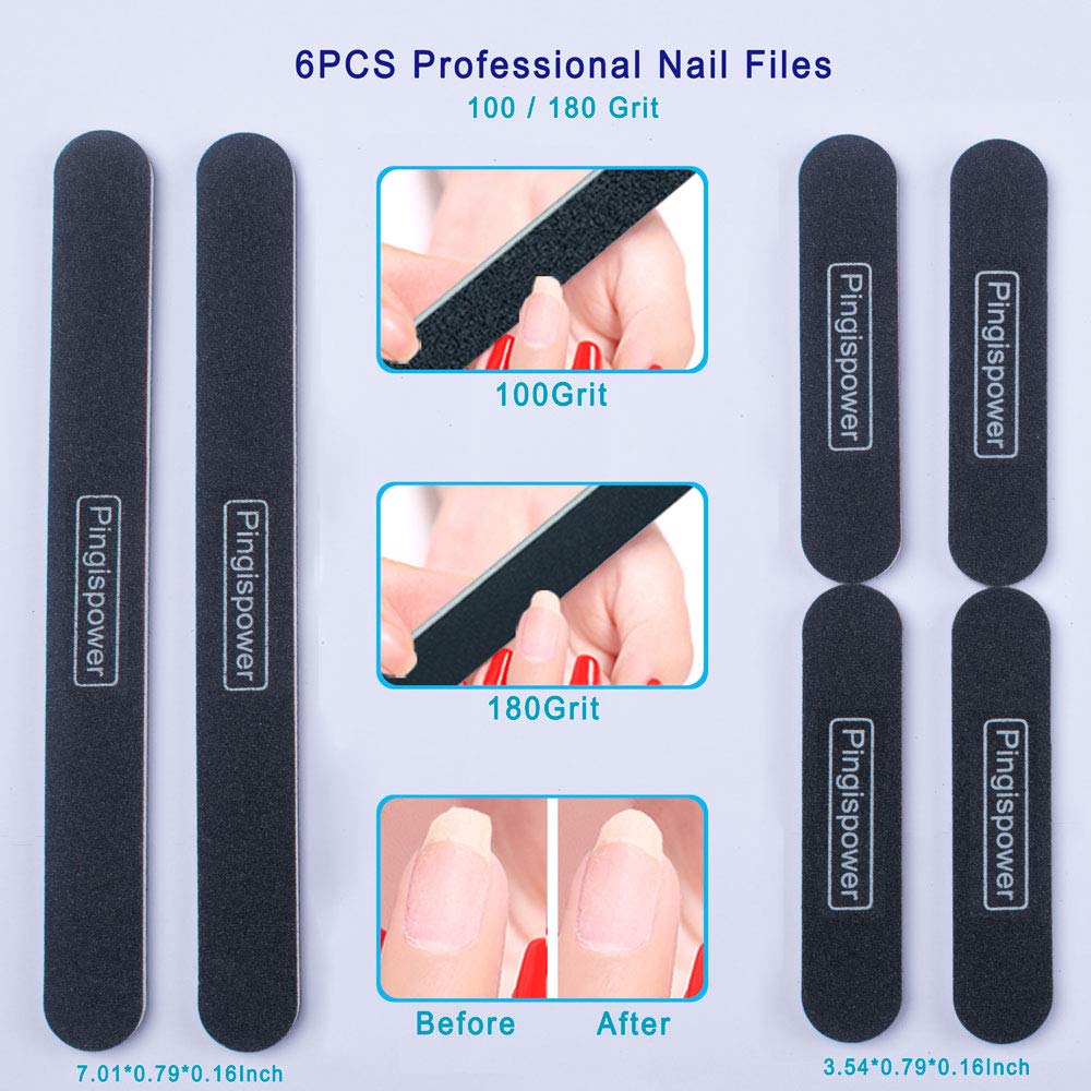 Pingispower Nail Files and Buffers, 20PCS Professional Nail File & Nail Polishing Buffer Block for Natural Nails, 100/180 & 600/3000 Grit Reusable
