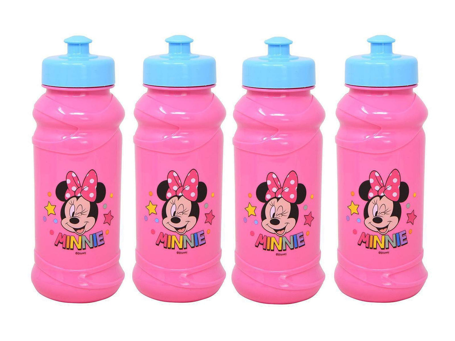4-Pack Disney Minnie Mouse Star 16oz Pull-Top Squirt Water Bottles, Pink/Blue, BPA-Free