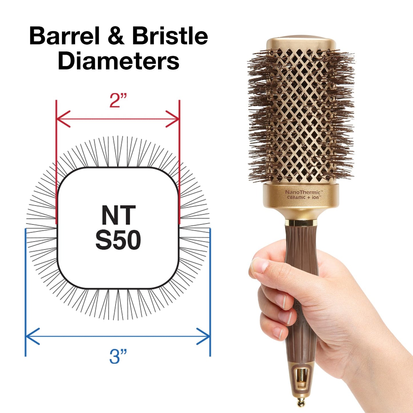 Olivia Garden NanoThermic Ceramic + Ion Square Shaper Thermal Hair Brush - Not Electrical - Professional Blowout Brush for Normal to Thick Hair