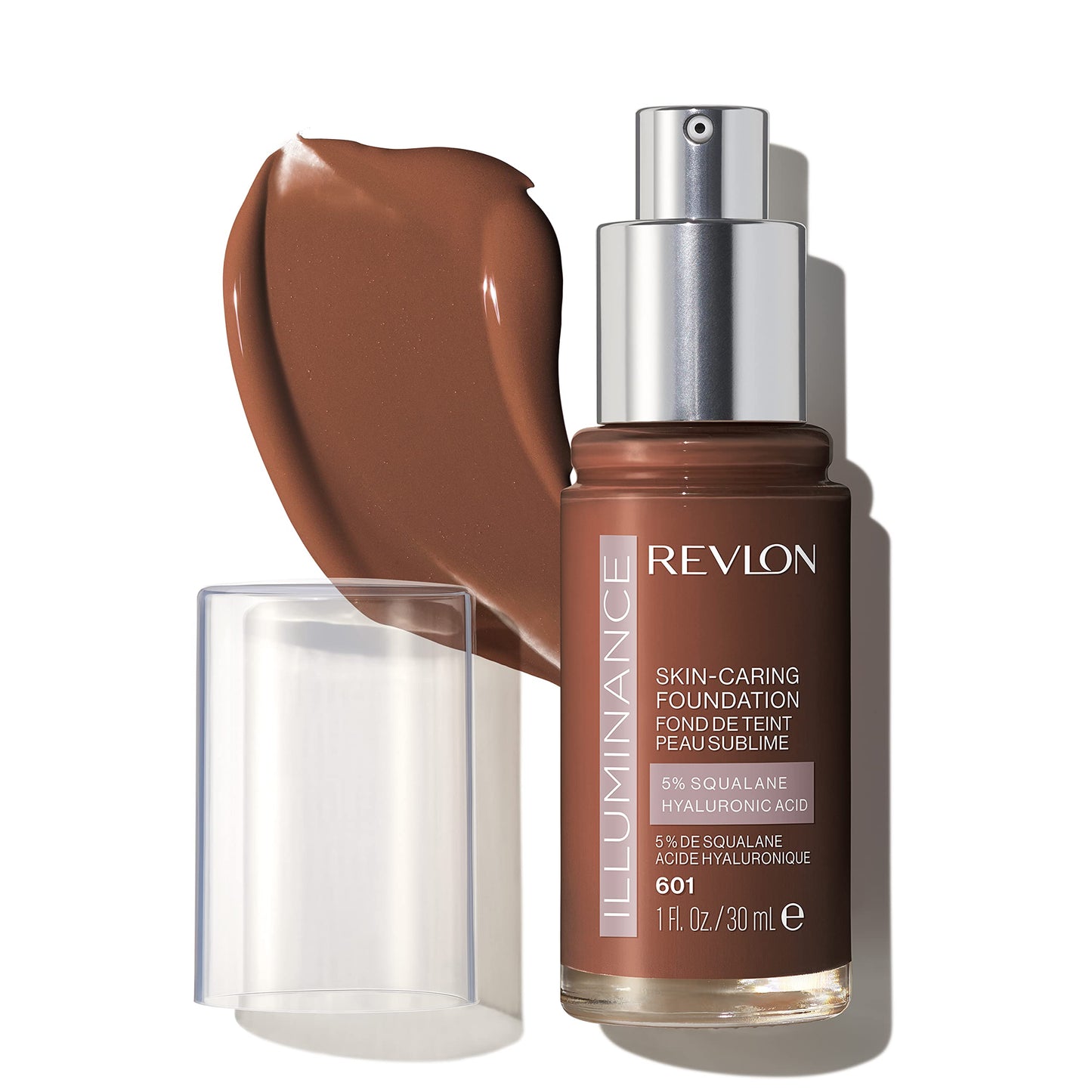 Revlon Illuminance Skin-Caring Liquid Foundation, Hyaluronic Acid, Hydrating and Nourishing Formula with Medium Coverage, 601 Soft Nutmeg, 1 fl oz