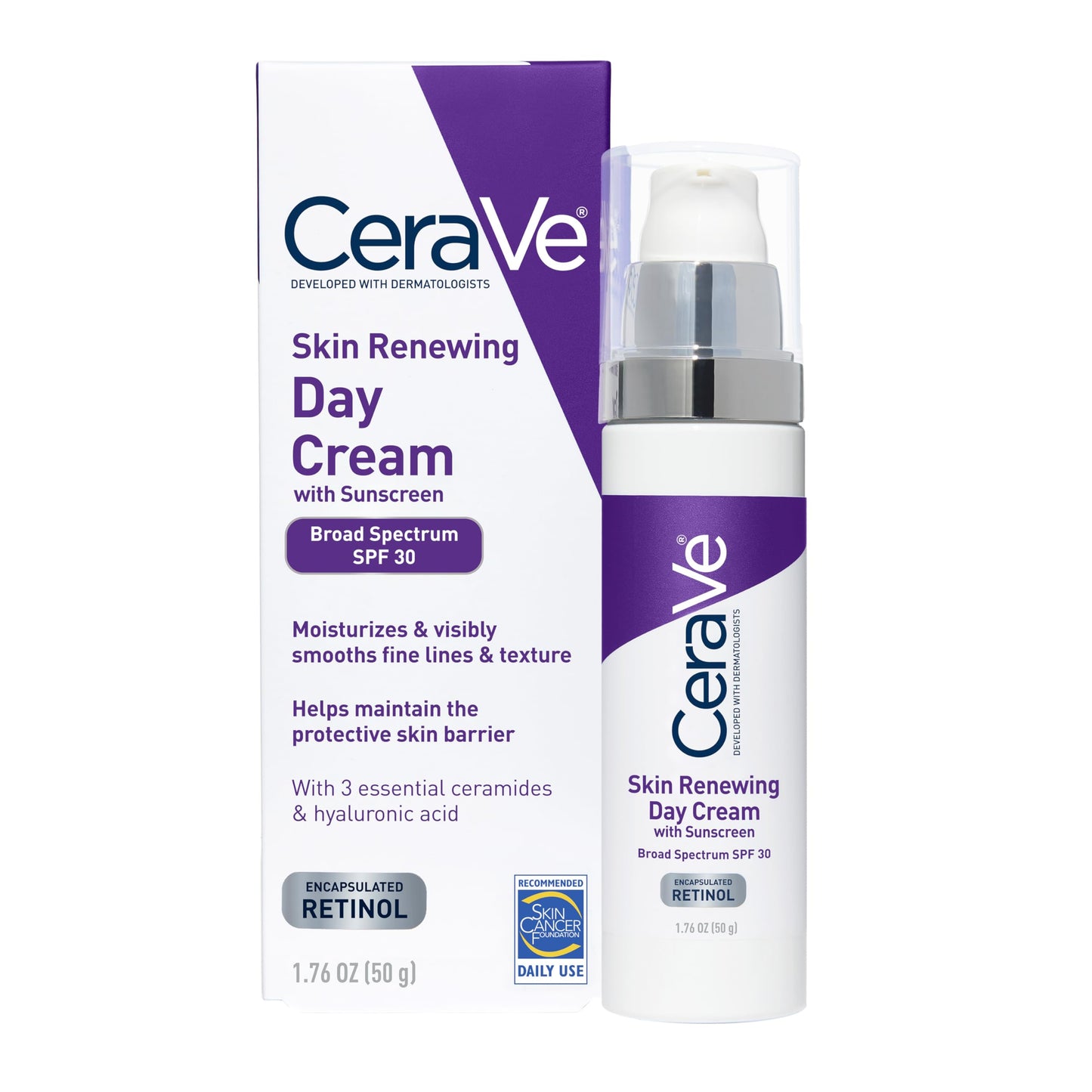 CeraVe Anti-Aging Face Cream SPF 30, Anti-Wrinkle Retinol Cream with Hyaluronic Acid and Ceramides, 1.76 oz Beauty and Personal Care CeraVe