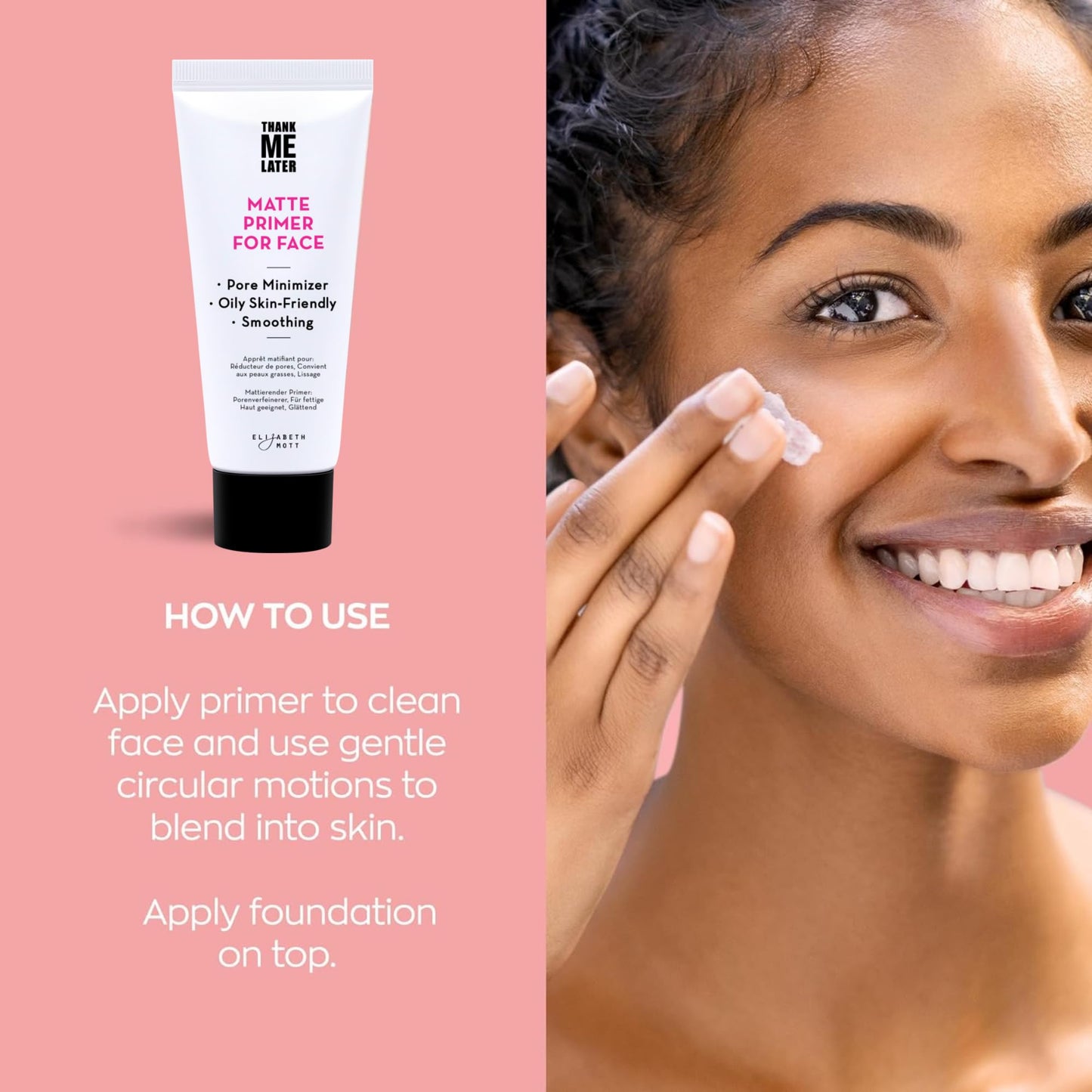 Elizabeth Mott Thank Me Later Face Primer - Mattifying Makeup Base Primer for Shine and Oil Control - Pore Minimizer, Smooths Wrinkles and Fine Lines