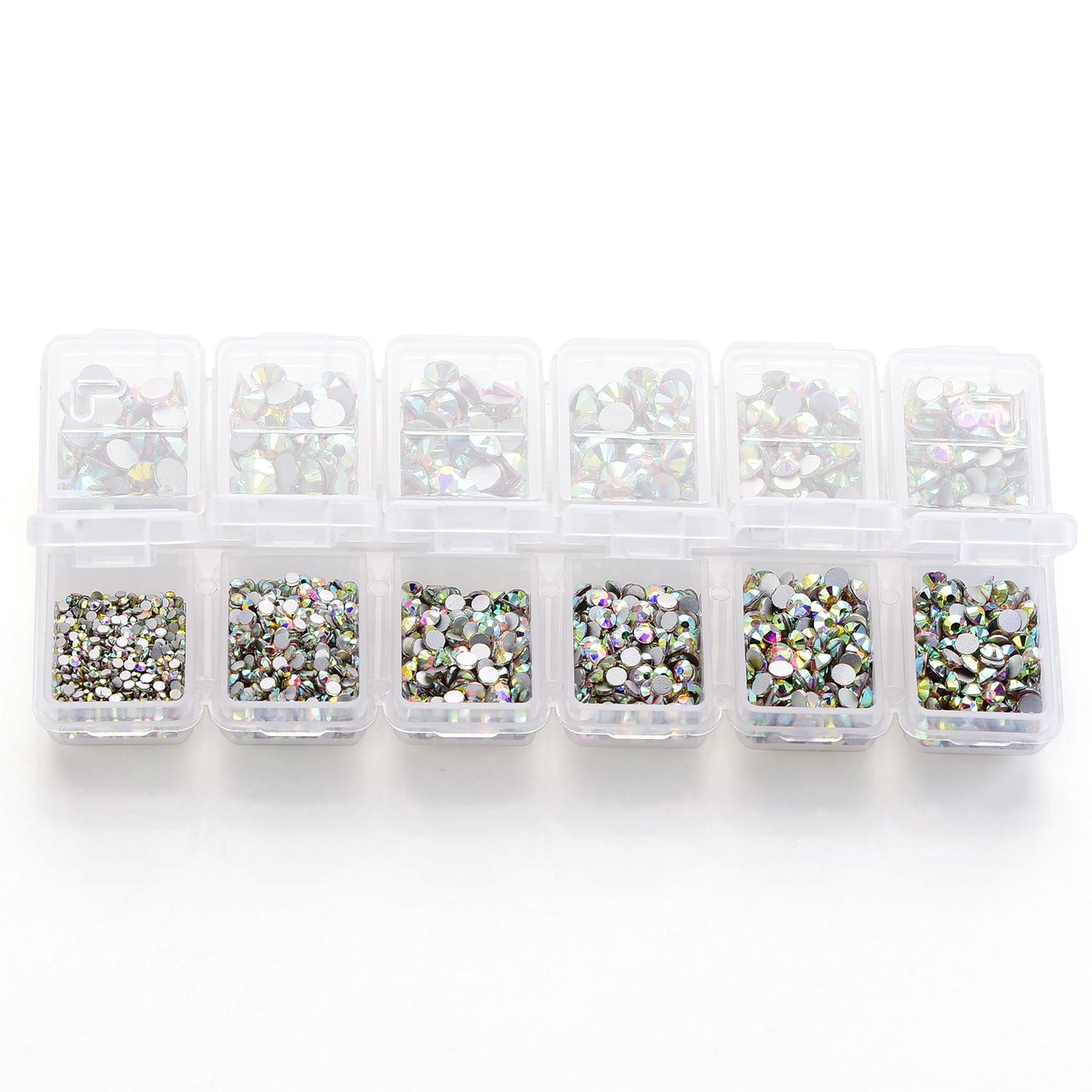Zealer 1800pcs Crystals AB Nail Art Rhinestones Round Beads Top Grade Flatback Glass Charms Gems Stones for Nails Decoration Crafts Eye Makeup Clothes
